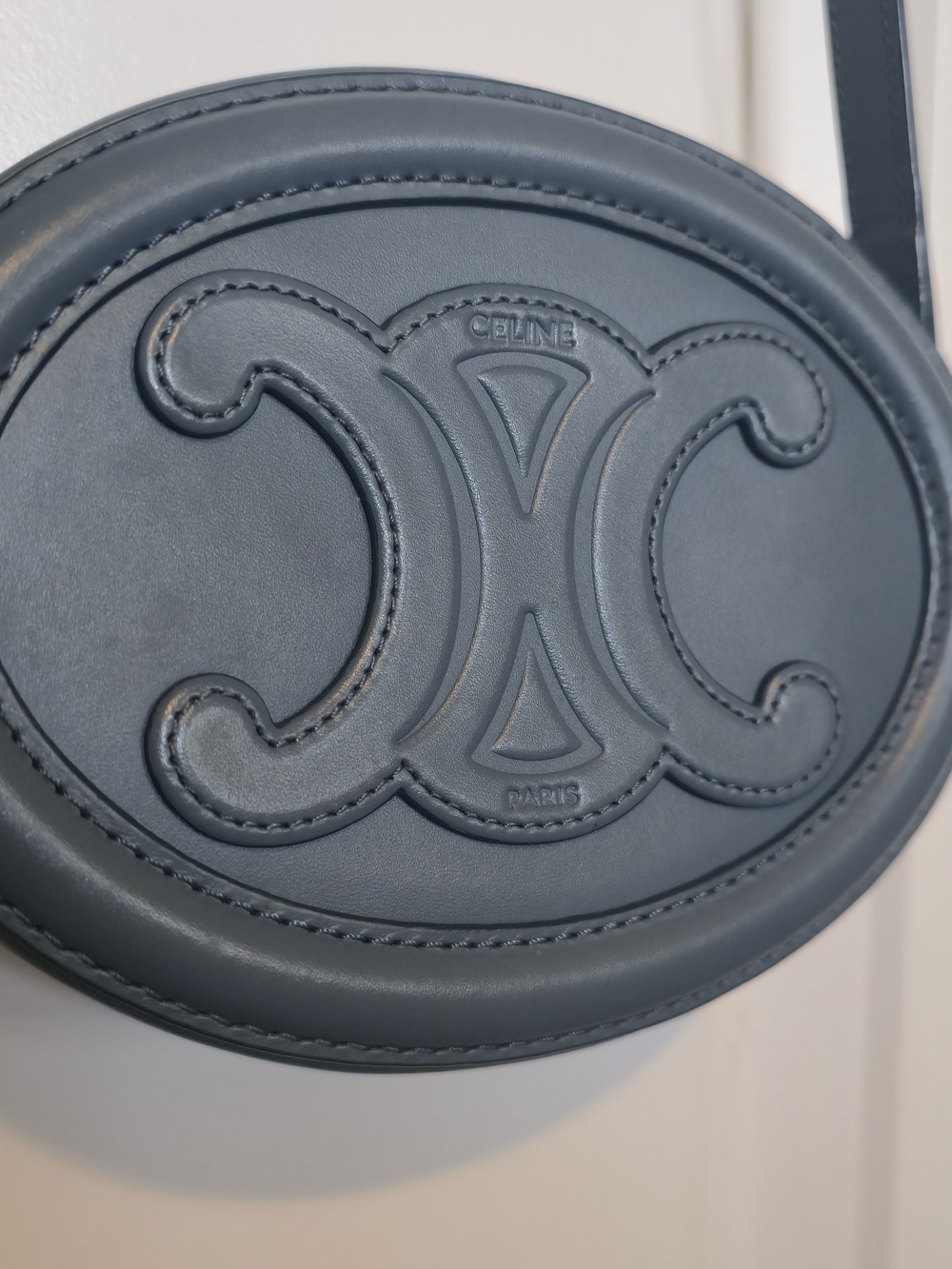 Celine Blue Triomphe Oval Leather Crossbody Bag - Picture 7 of 11